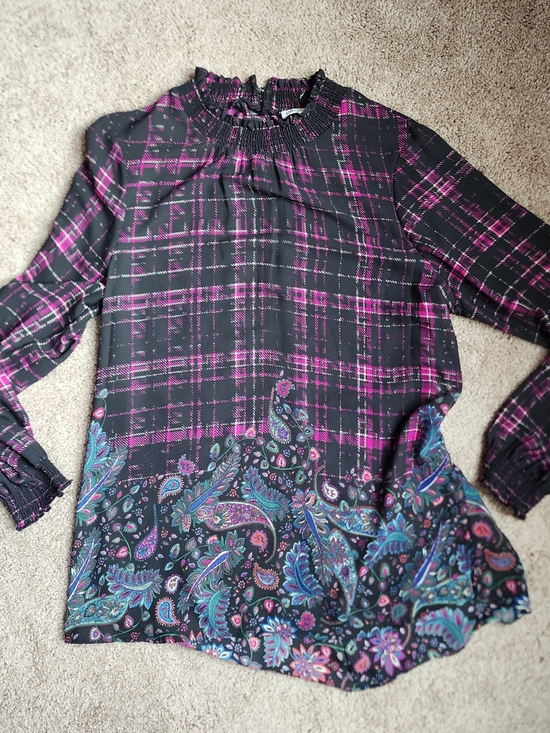 DR2 Tops - Plaid Paisley Tunic Blouse